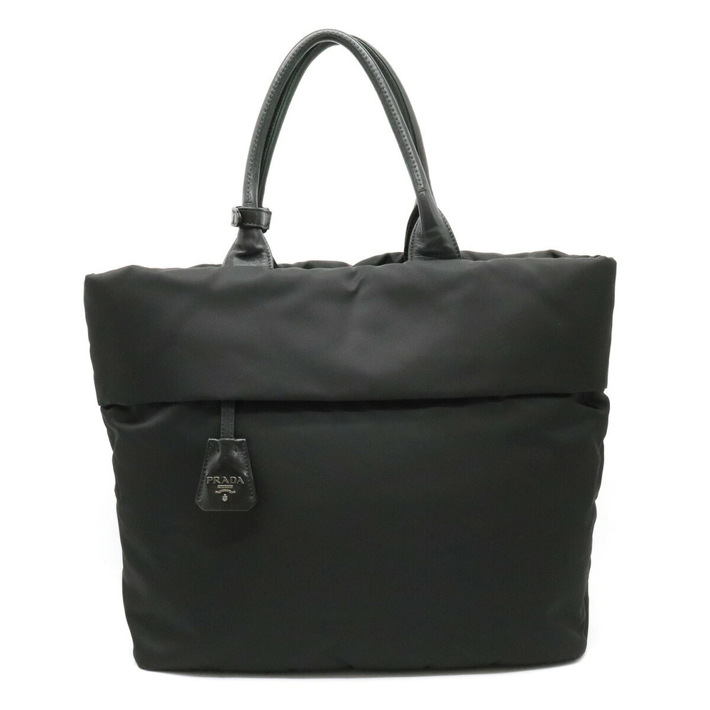 Prada TESSUTO Tote Bag Shoulder Leather NERO Black